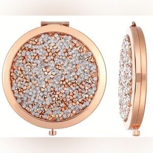 Compact Rhinestone Mirror With Inscription